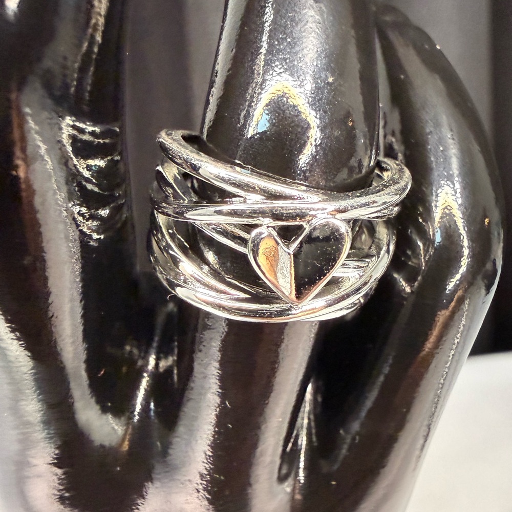 Heart Openwork Ring 925 Sterling Silver - Size 7 - Picture 3 of 9
